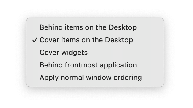 Cover items on the Desktop