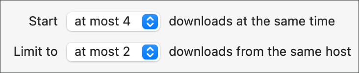 Set limits for overall number of downloads and per-host.