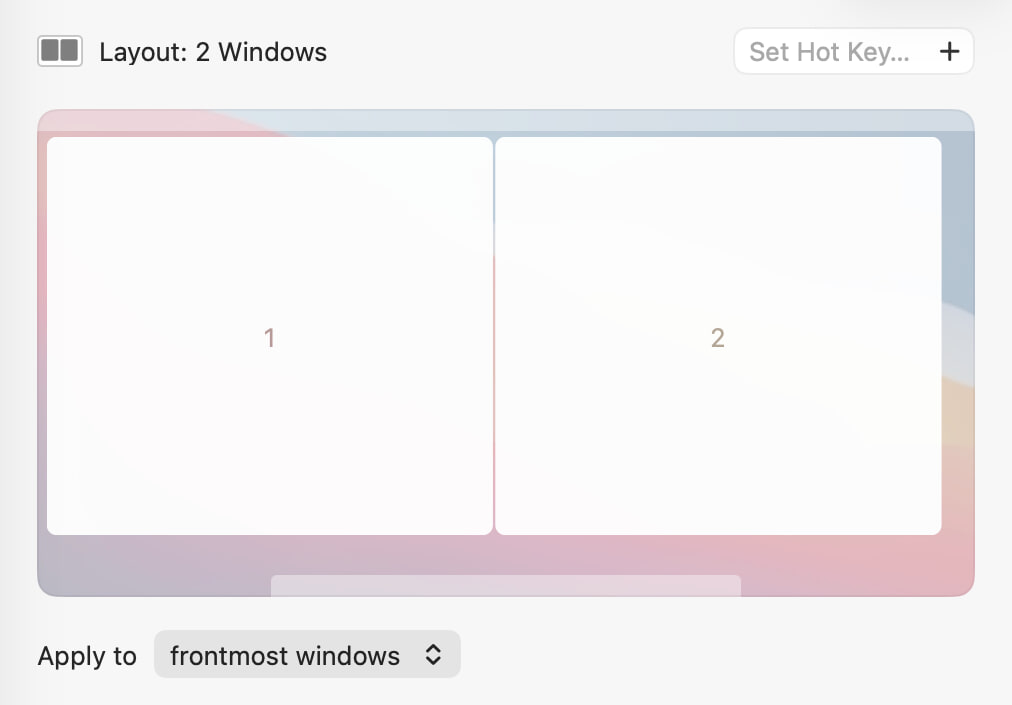 A frontmost window layout