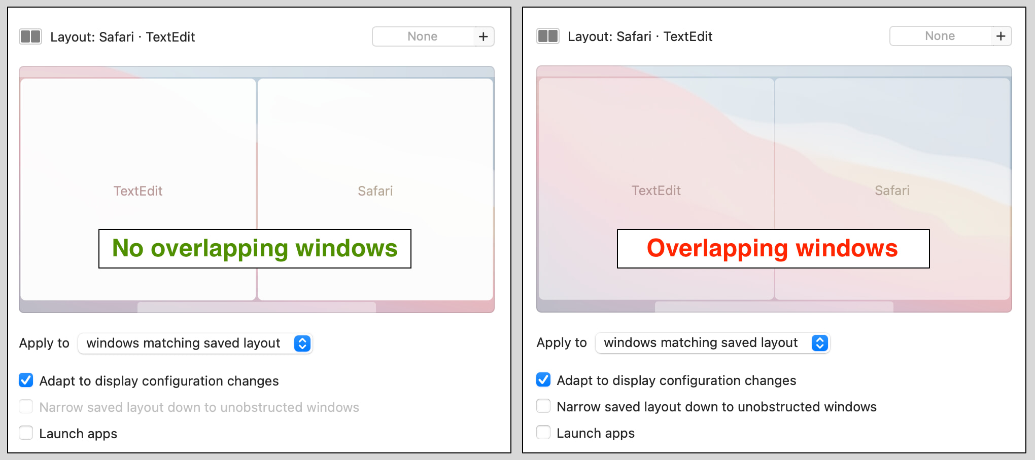 No overlap vs overlap