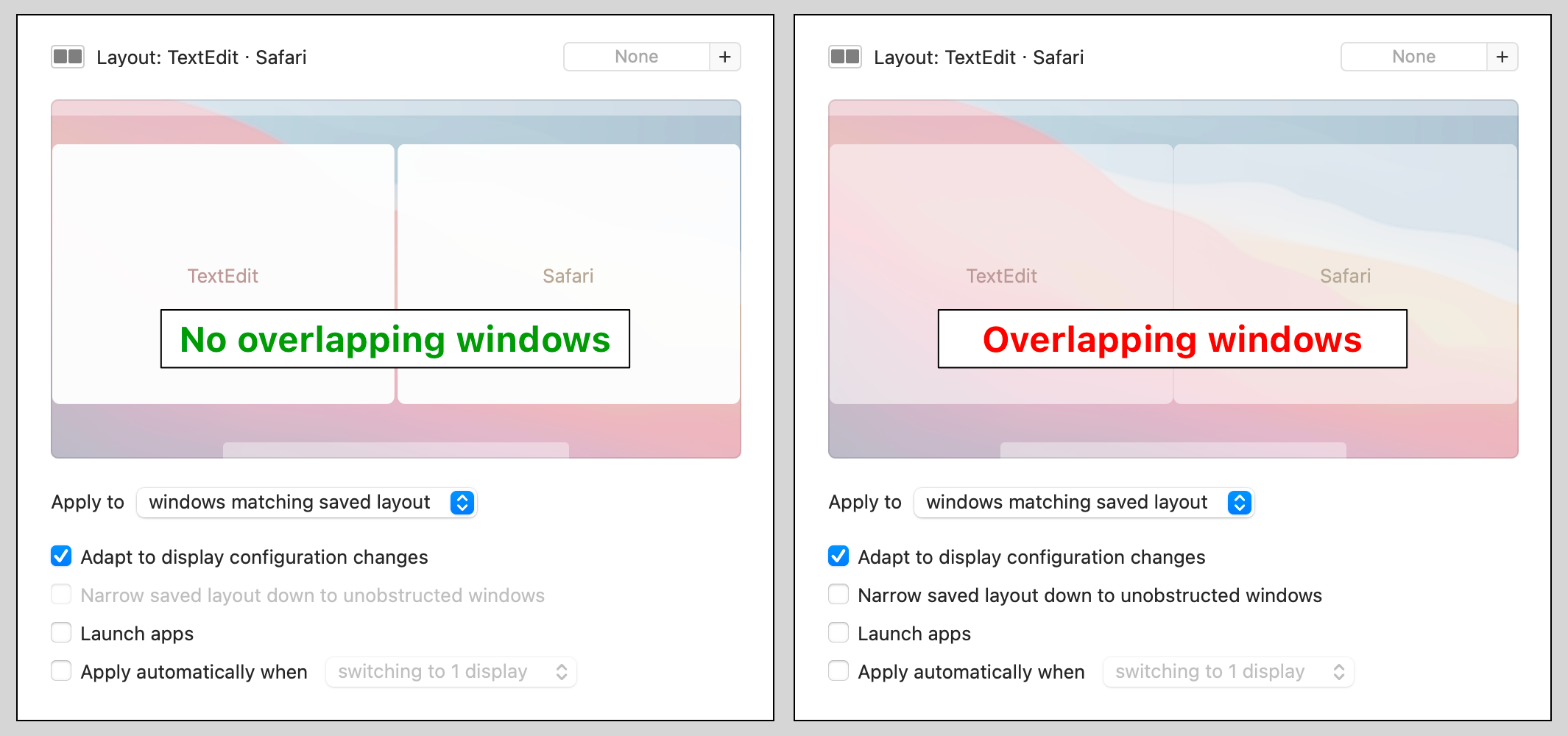 No overlap vs overlap