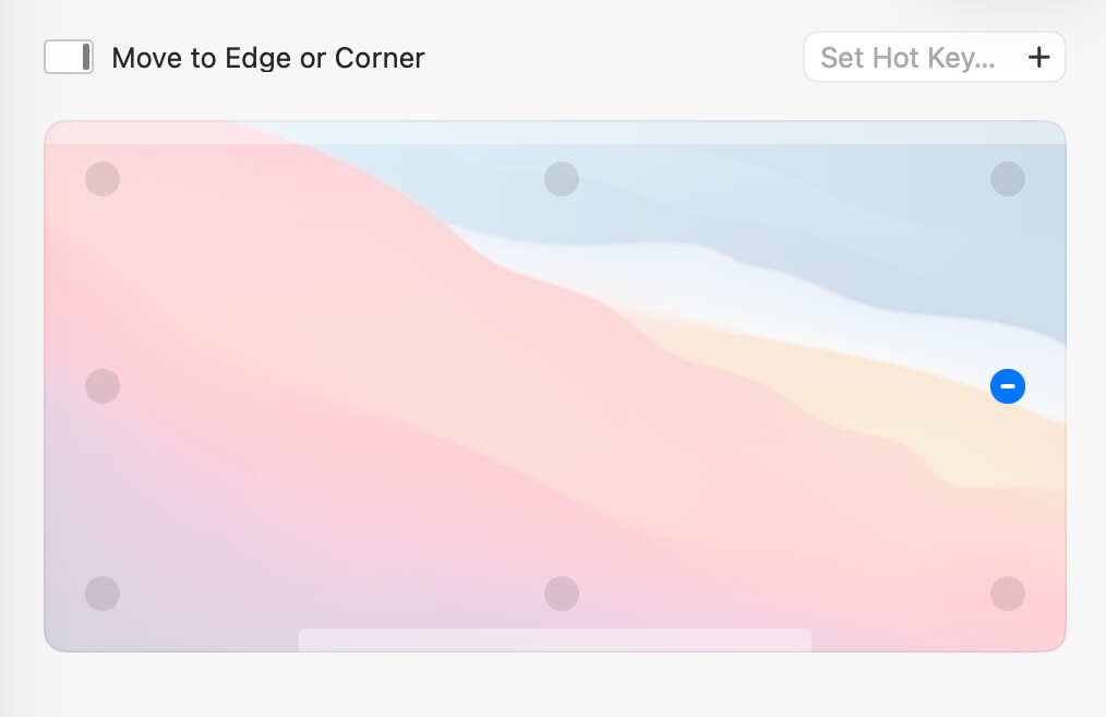 Move to Edge or Corner action