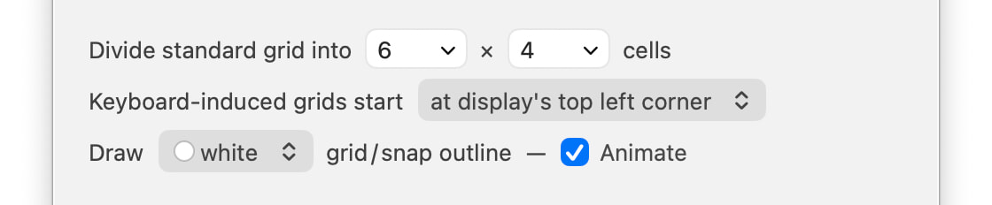 Grid and snap settings