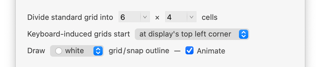 Grid and snap settings