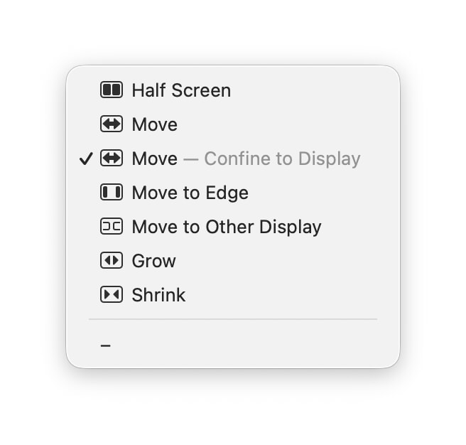 The arrow keys' options