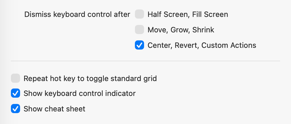 Controller behavior settings