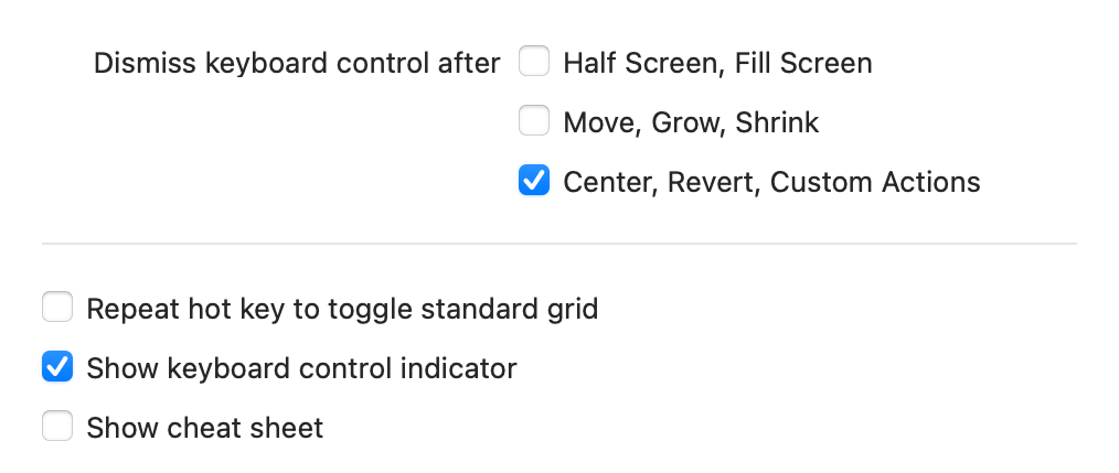 Controller behavior settings