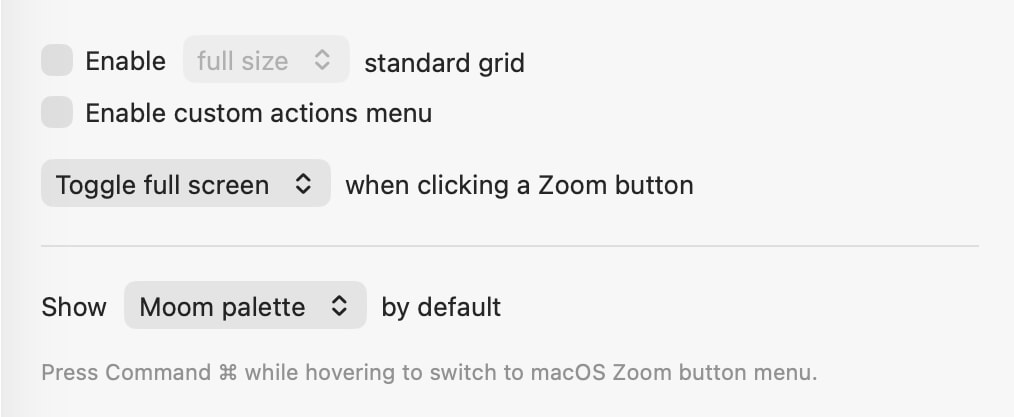 The bottom set of settings