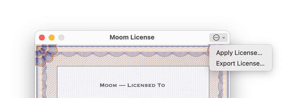 Moom's license window