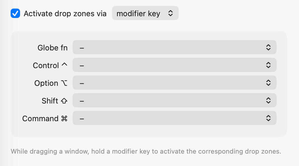 Dropzone options