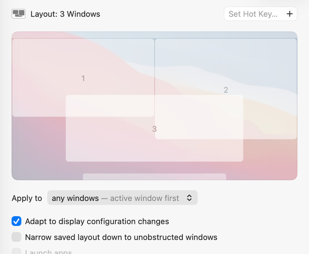 A layout with overlapping windows