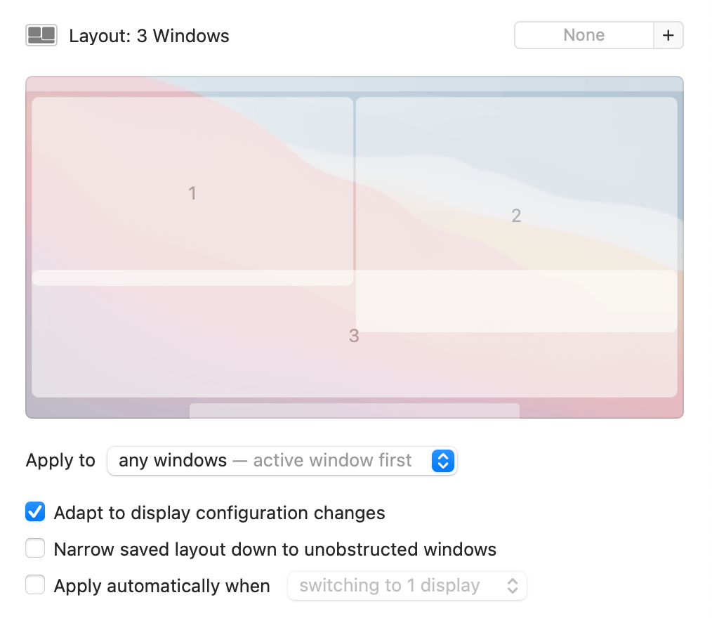 A layout with overlapping windows