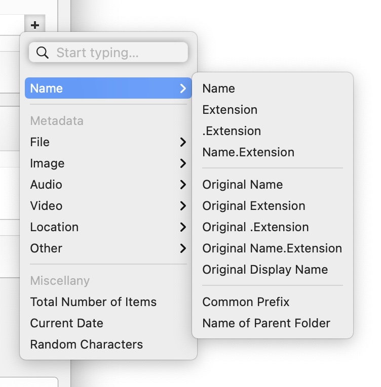 metadata categories