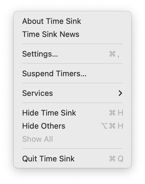 Time Sink menu