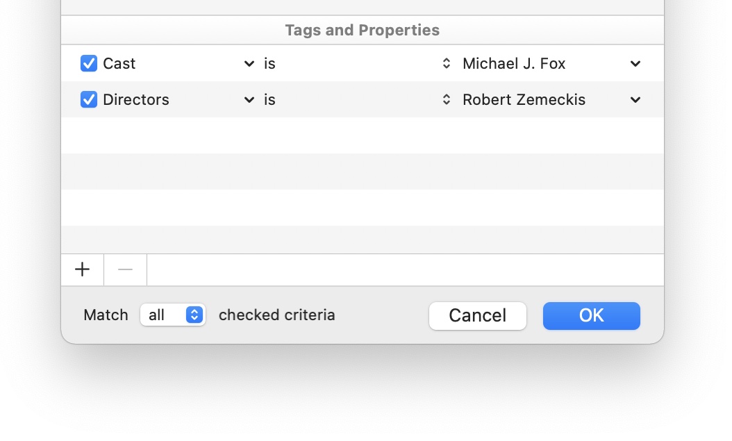 A simple two-property Smart Playlist