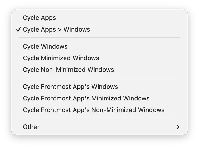 The main cycling options
