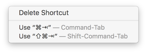 The keyboard shortcut box