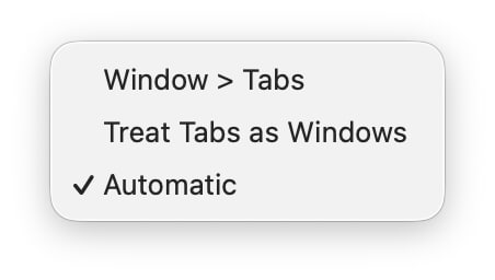 Tab options