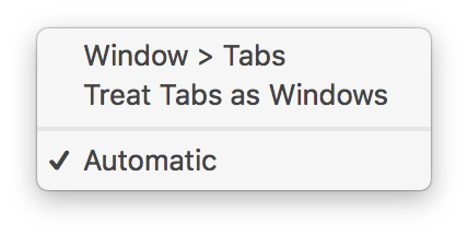 Tab options