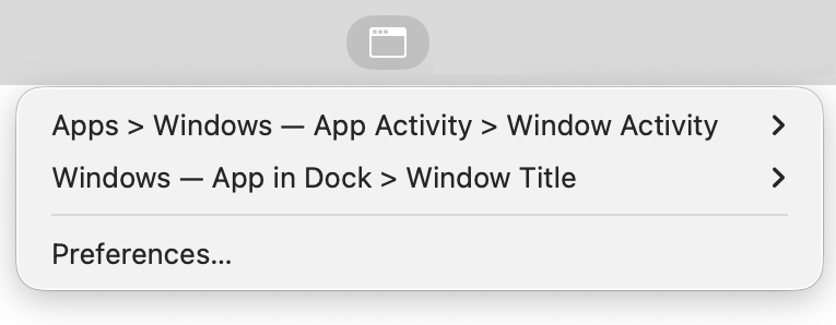 Dual Witch actions in the menu bar