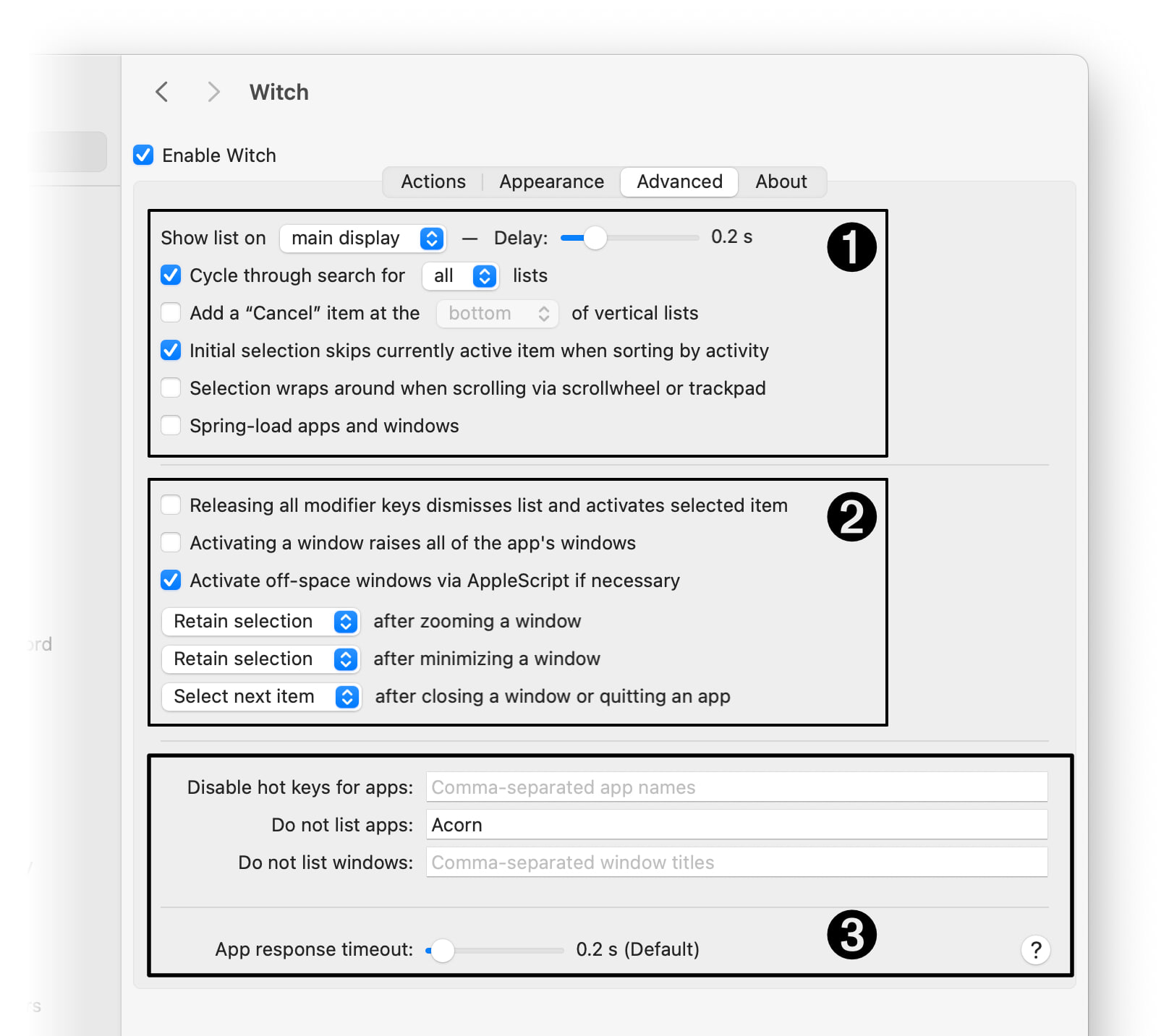 The Advanced tab