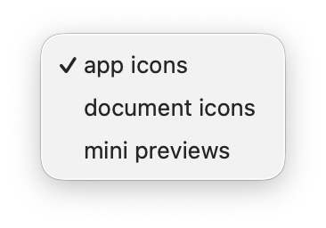 The Show menu options